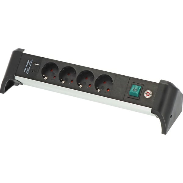 Brennenstuhl Alu-Office-Line Steckdosenleiste 4-fach, 2x USB, pour den Schreibtisch - Brennenstuhl - vue 2