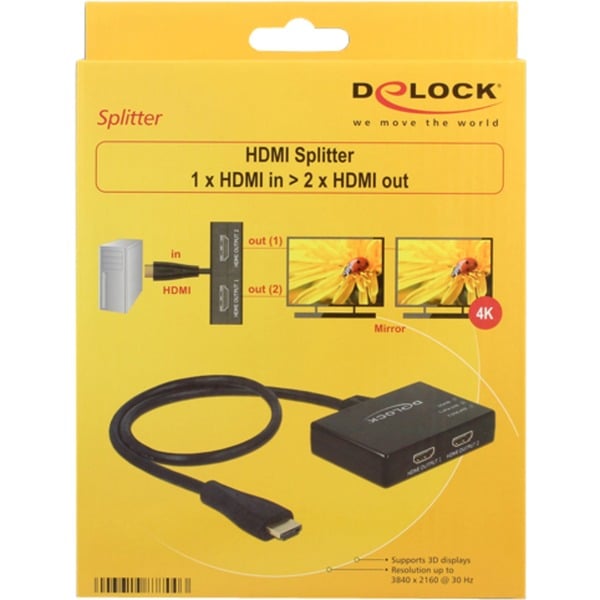 DeLOCK Splitter 1x HDMI Stecker > 2x HDMI out 4K, HDMI Splitter - DeLOCK - vue 3
