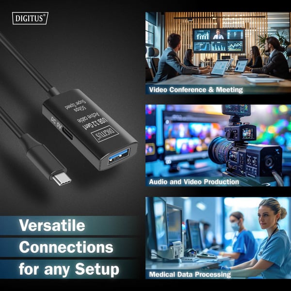 Digitus Aktives USB 3.2 Gen 1 Verlängerungskabel, USB-C Stecker > USB-A Buchse - Digitus - vue 7