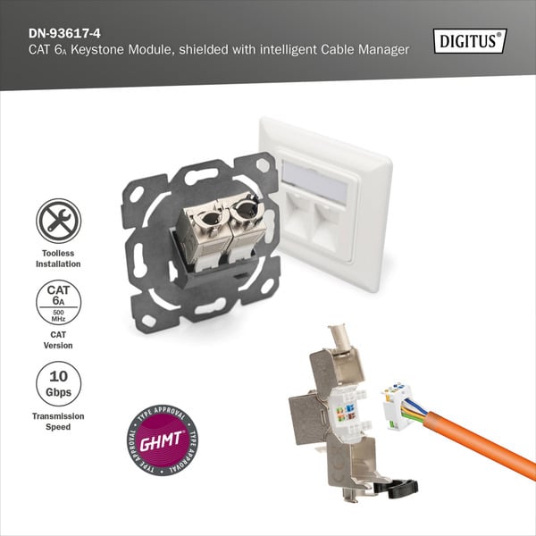 (€ 3,15 / pièces) Digitus Cat.6a Keystone-Modul, geschirmt - Digitus - vue 6