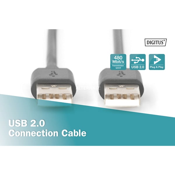 € 1,76 Digitus USB 2.0 Anschlusskabel USB-A (Stecker) > USB-A (Stecker) - Digitus - vue 5