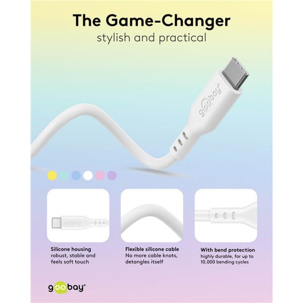 goobay USB 2.0 Silikonkabel lila, USB-C Stecker > USB-C Stecker - goobay - vue 9