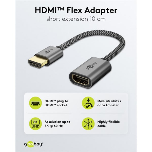 (€ 75,50 / 1 m) goobay Ultra High-Speed HDMI-Flexiadapter, câble - goobay - vue 11