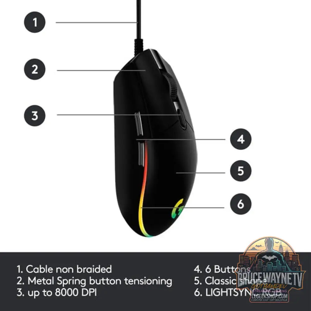 Logitech G203 LIGHTSYNC, souris gaming - vue 6