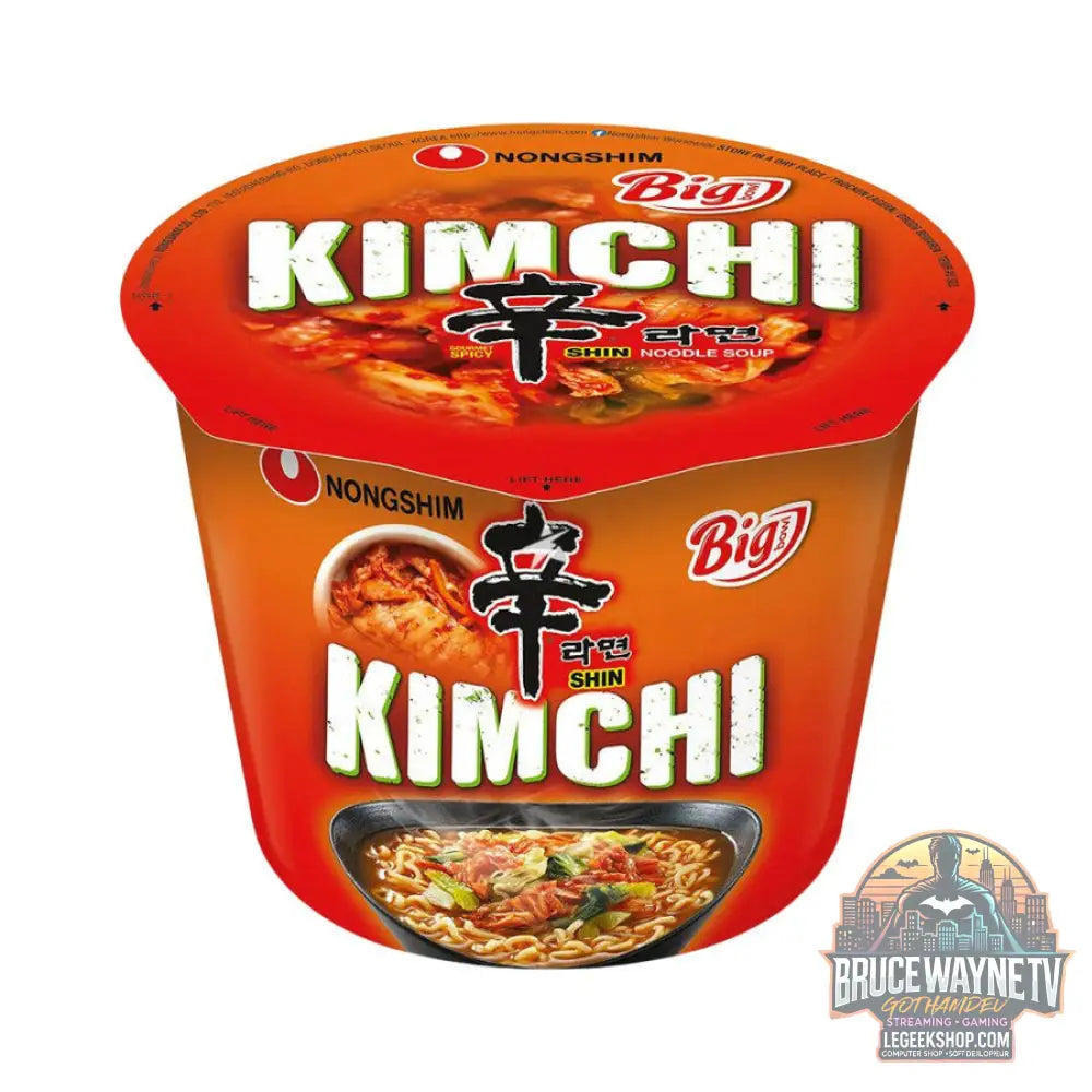 Nongshim Big Bowl Kimchi Shin Vegan nouilles goût kimchi de 112 g (pack de 16) - Snacks & boissons importés