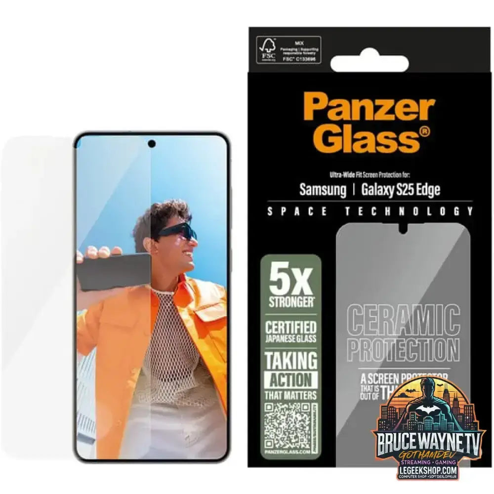 PanzerGlass Ceramic Displayschutz Ultra-Wide Fit, Schutzfolie transparent, Samsung Galaxy S25 Edge, EasyAligner - Beschaffenheit: Glänzend - vue 4