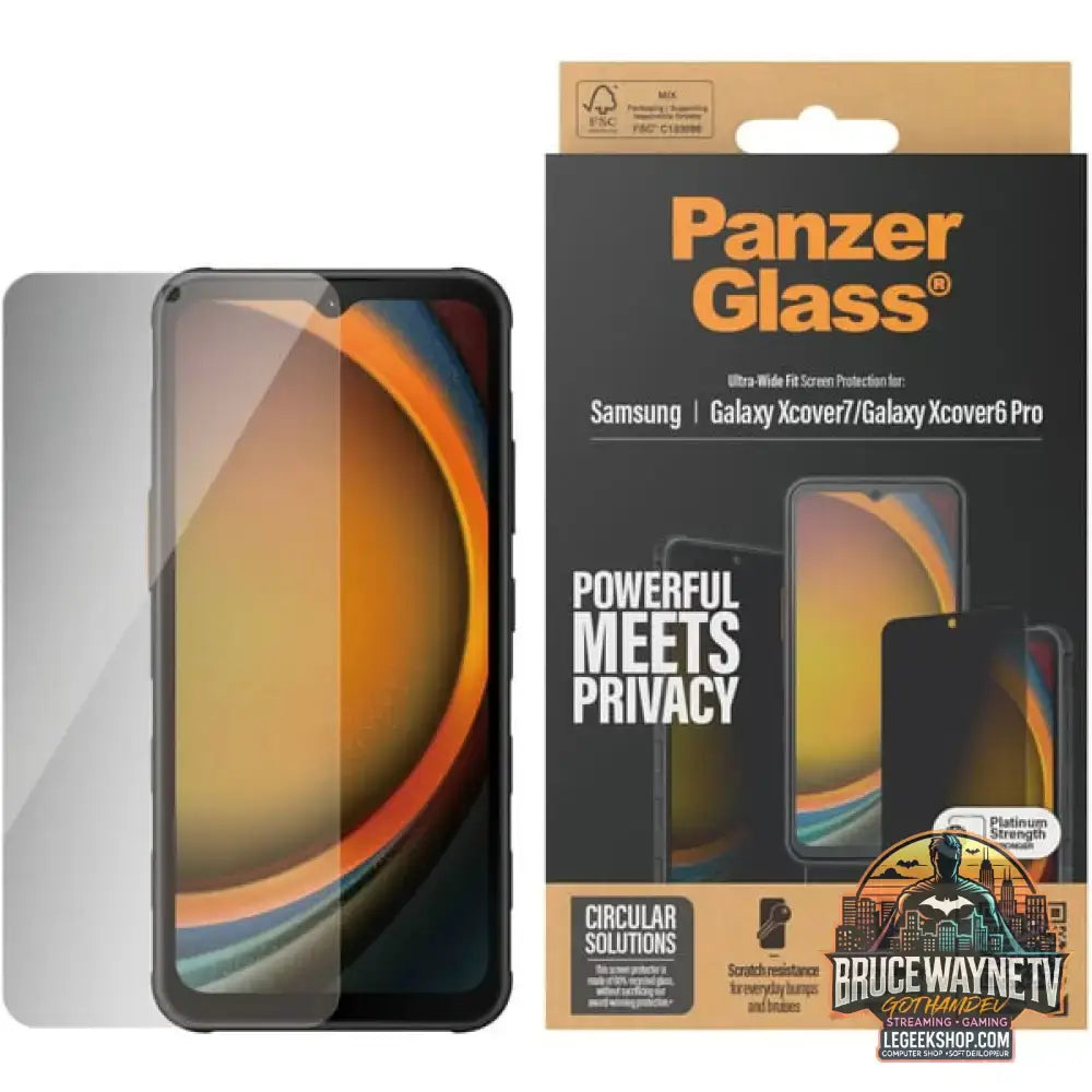 PanzerGlass Privacy Displayschutz Ultra-Wide Fit, Schutzfolie transparent, Samsung Galaxy Xcover7 / Xcover6 Pro - PanzerGlass - vue 4