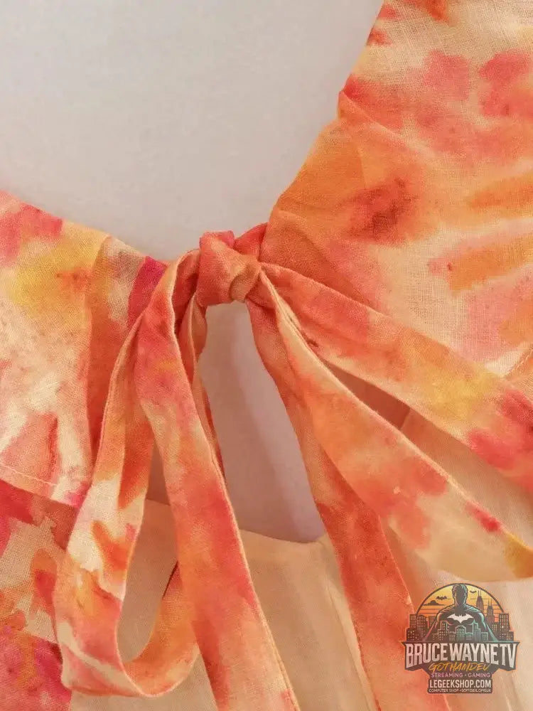 Robe longue Orange pour femmes mode d’été Sexy col en v sans manches dos nu imprimé à volants ajouré robes de plage