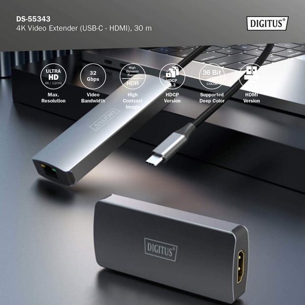 Digitus 4K Video Extender USB-C > HDMI, 30 mètre, HDMI Verlängerung - Digitus - vue 7