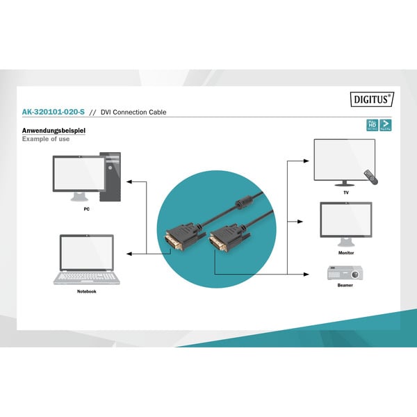 (€ 2,73 / 1 m) Digitus Anschlusskabel DVI > DVI - Digitus - vue 3