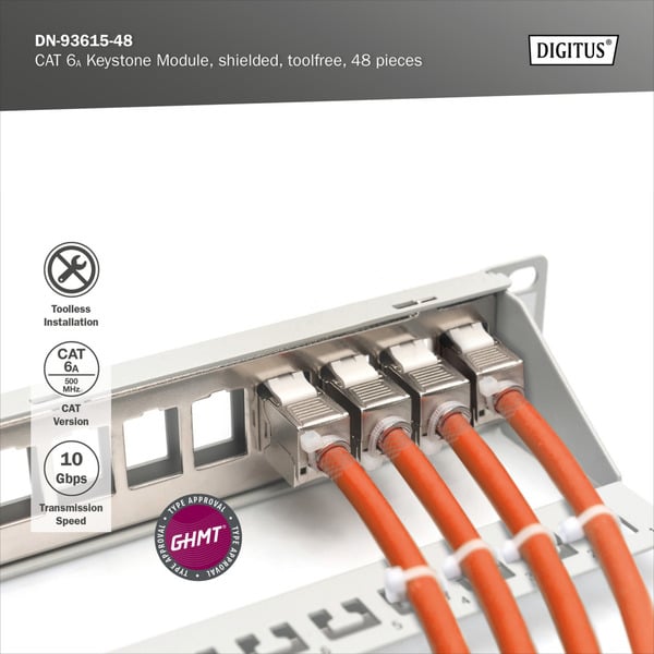 (€ 2,13 / pièces) Digitus CAT 6A Keystone-Modul geschirmt werkzeugfrei 48 Stk. - Digitus - vue 7