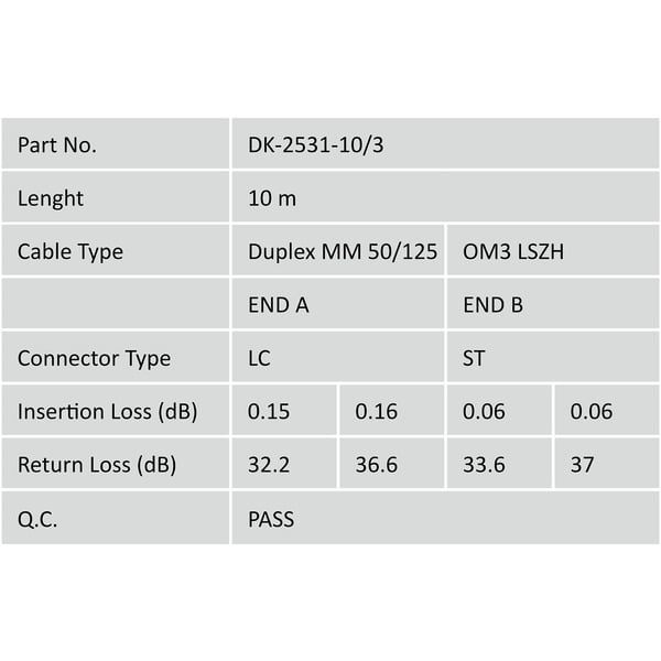 Digitus LWL Patchkabel, Duplex, LC > ST Stecker, Multimode OM3 - Digitus - vue 5
