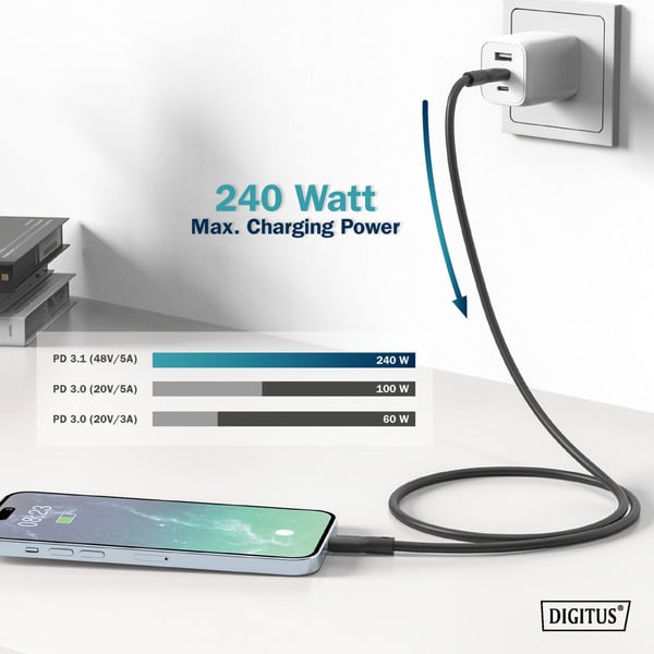 Digitus USB4 Gen 3x2 Silikon-Anschlusskabel USB-C > USB-C - Digitus - vue 14