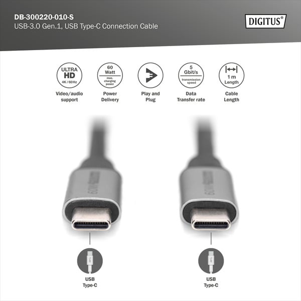 Digitus USB 3.2 Gen 1 Anschlusskabel USB-C > USB-C - Digitus - vue 3