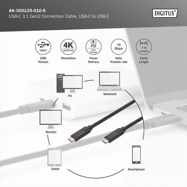 Digitus USB 3.2 Gen 2 Anschlusskabel USB-C > USB-C - Digitus - vue 4