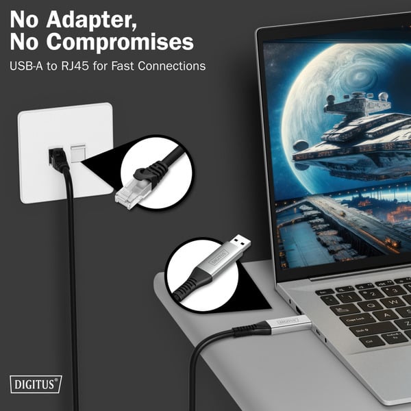 Digitus USB-A 3.2 Gen1 > RJ-45 Ethernet câble, 1Gbit/s, Adapter - Digitus - vue 6