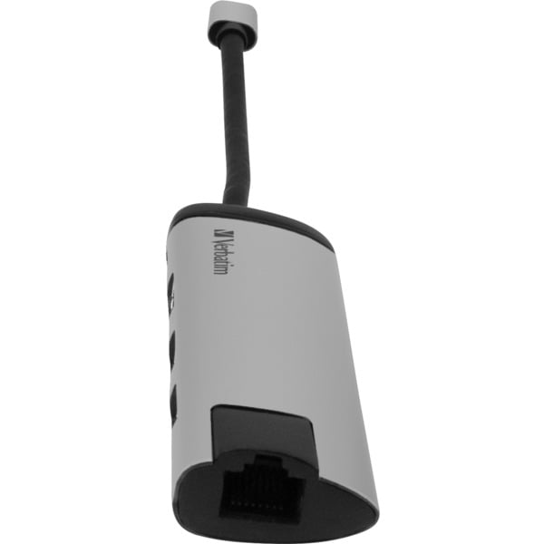 Verbatim USB 3.2 Gen 1 Multiport-Hub, USB-C Stecker > 2x USB-A + USB-C Buchse + HDMI-Buchse + RJ-45 Buchse, USB-Hub - Verbatim - vue 3