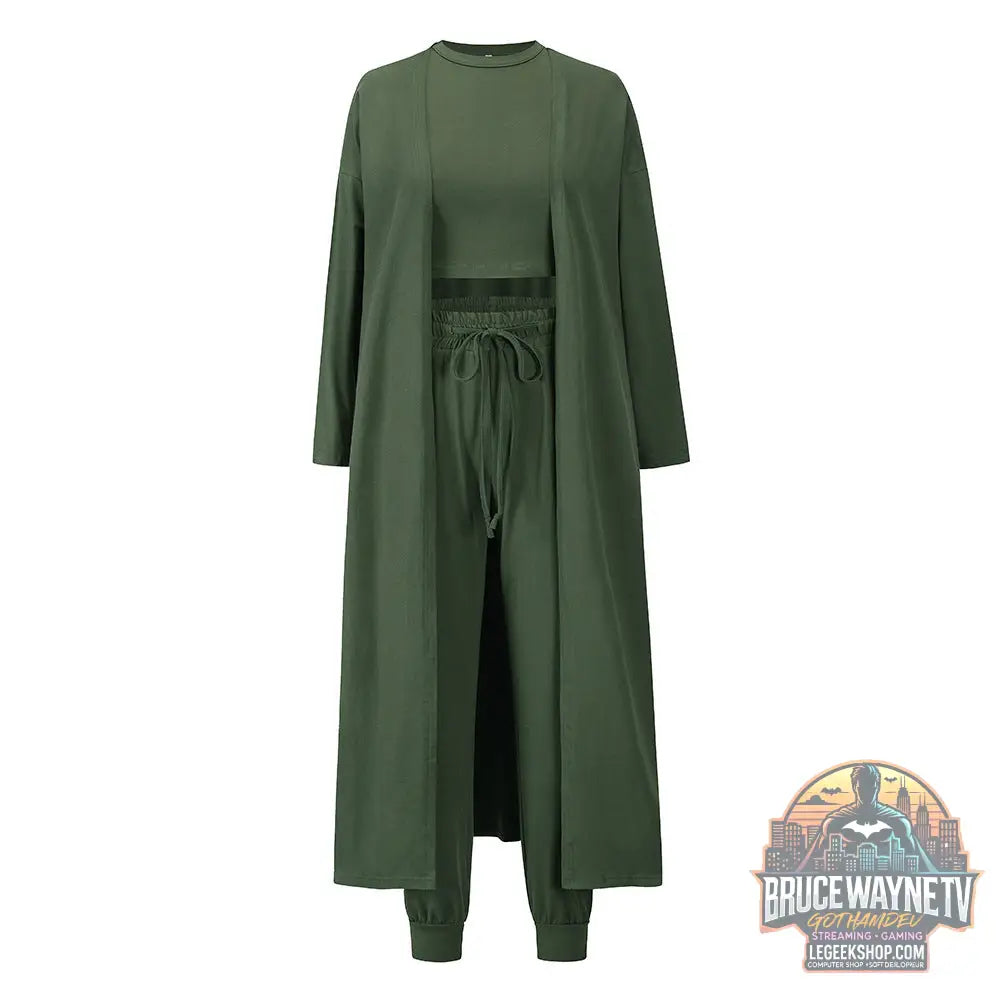 Ensemble Sport Femme 3 Pièces Tricoté Slim Fit Sexy - Green / S - Ensemble Sport Femme