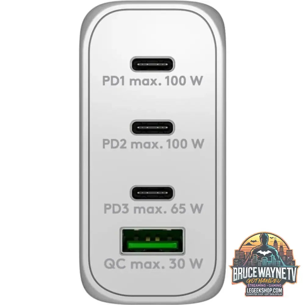 goobay USB-C PD Multiport-Schnellladegerät 100 Watt weiß, 1x USB-A QC, 3x USB-C PD, GaN-Technologie - goobay - vue 4