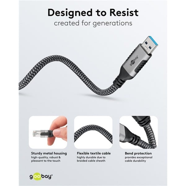 goobay Ethernet-câble USB-A 3.2 Gen1 Stecker > RJ-45 Stecker, adaptateur réseau - goobay - vue 13