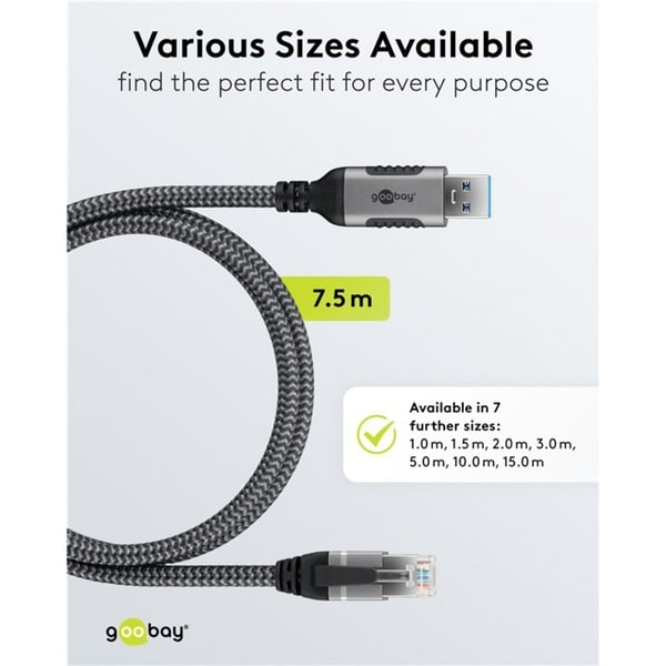 goobay Ethernet-câble USB-A 3.2 Gen1 Stecker > RJ-45 Stecker, adaptateur réseau - goobay - vue 15