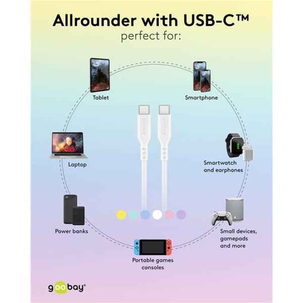 goobay USB 2.0 Silikonkabel türkis, USB-C Stecker > USB-C Stecker - goobay - vue 10