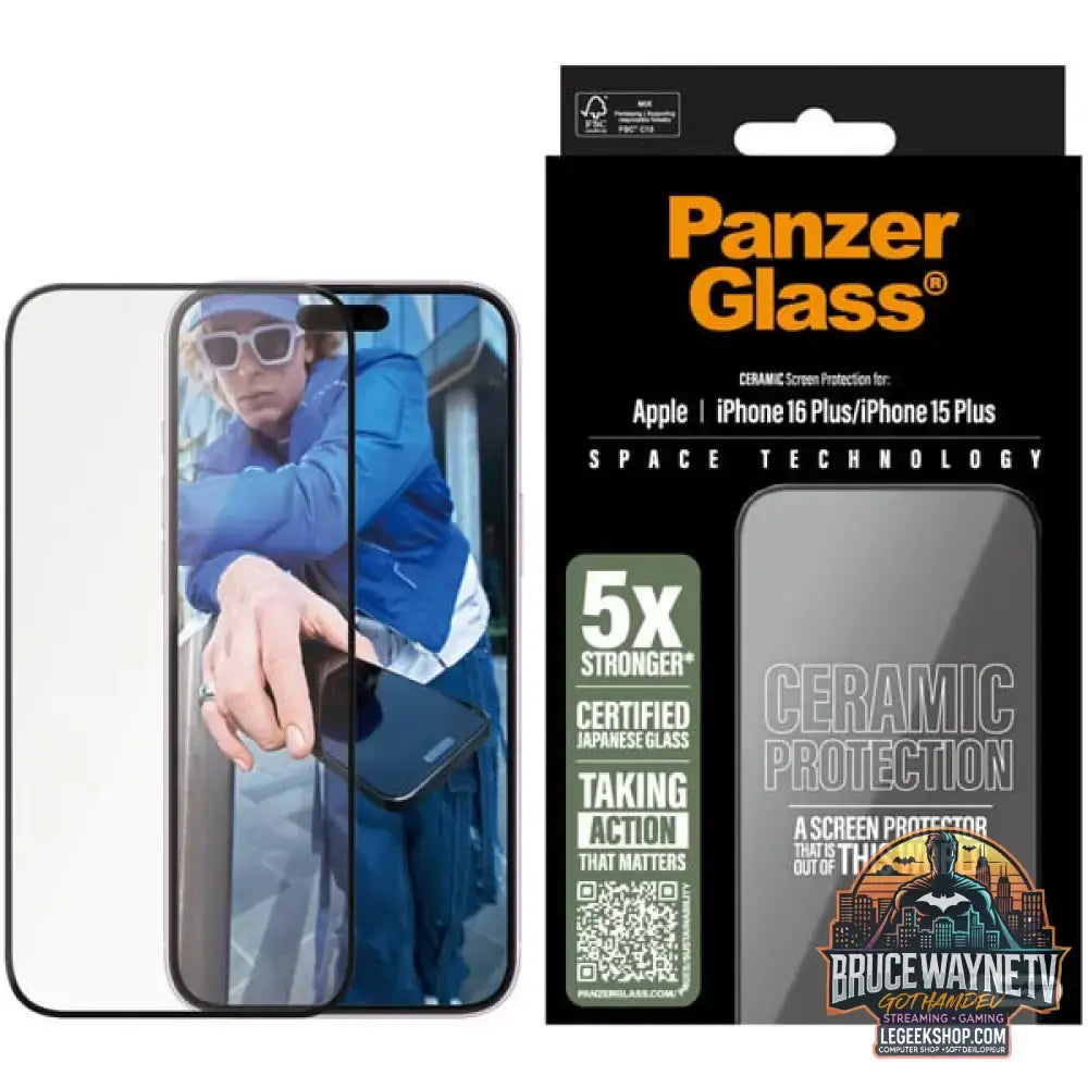 PanzerGlass Ceramic Displayschutz Ultra-Wide Fit, Schutzfolie transparent, iPhone 16 Plus, EasyAligner - Beschaffenheit: Glänzend - vue 4