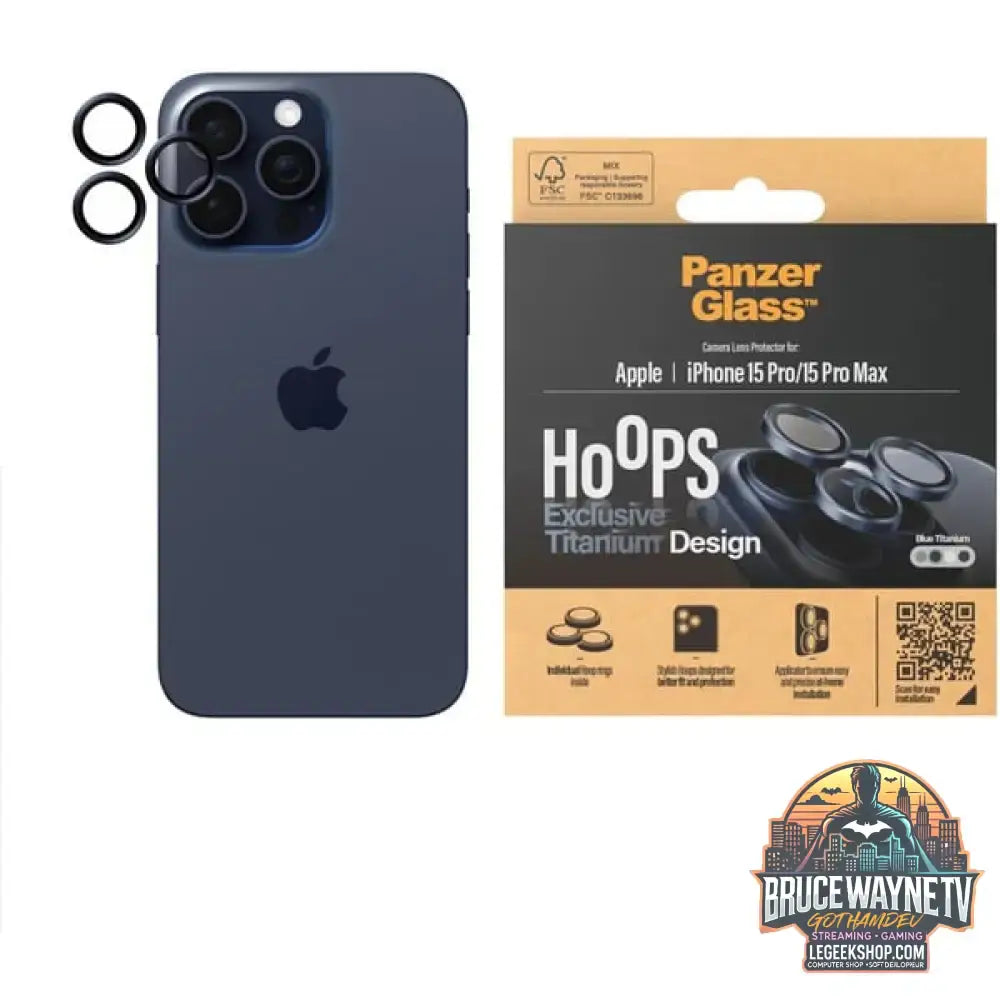 PanzerGlass Hoops Titanium Kameraschutz, Schutzfolie blau, iPhone 15 Pro / 15 Max - PanzerGlass - vue 4